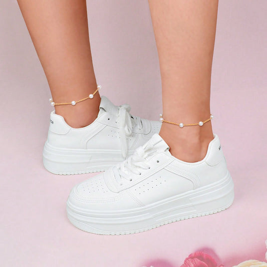 Set of 2 Pearl-Adorned Chain Anklets - Stylish Footwear Accessories Feet Jewelry