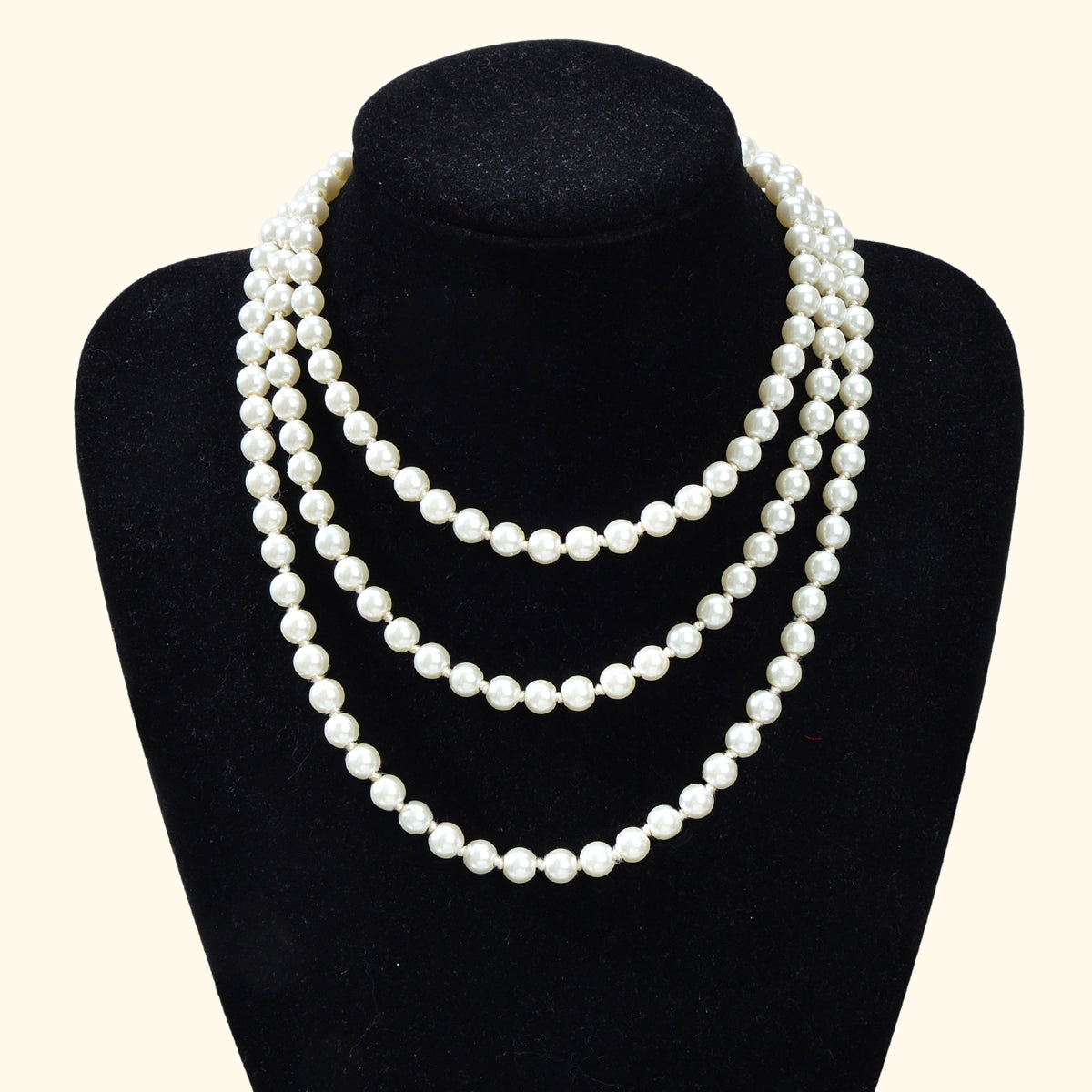 Luxurious Triple Layered White Pearl Statement Necklace Elegant Chunky Necklace