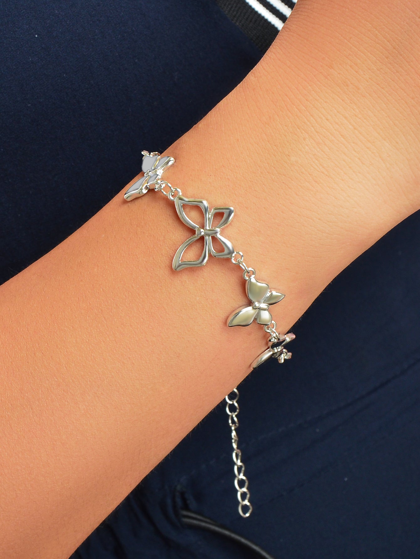 Elegant Silver Chain Butterfly Decor Bracelet for Women Party Dating Jewellery