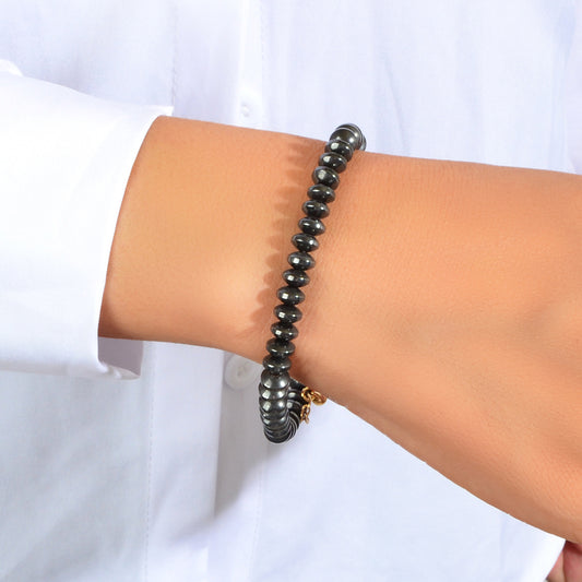 Handmade Boho Black Beaded Stretch Strand Bracelet Bangle Unisex Party Jewellery