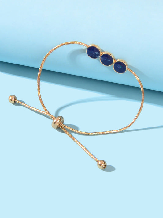 Female Jewellery Blue Enamel Round Gold Chain Adjustable Women Bracelet Bangle