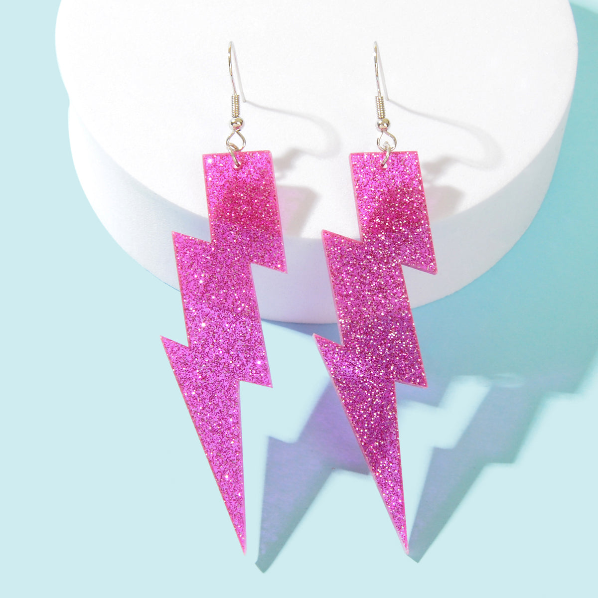 Sparkling Retro Party Acrylic Exaggerated Women Lightning Bolt Dangle Earrings