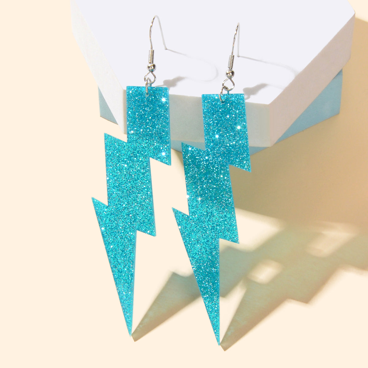 Sparkling Retro Party Acrylic Exaggerated Women Lightning Bolt Dangle Earrings