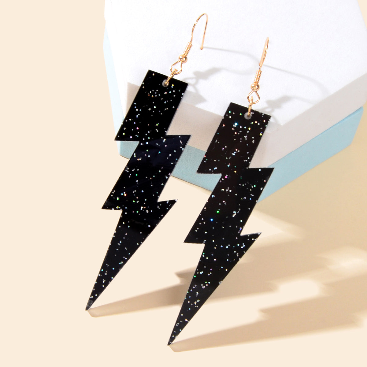 Sparkling Retro Party Acrylic Exaggerated Women Lightning Bolt Dangle Earrings