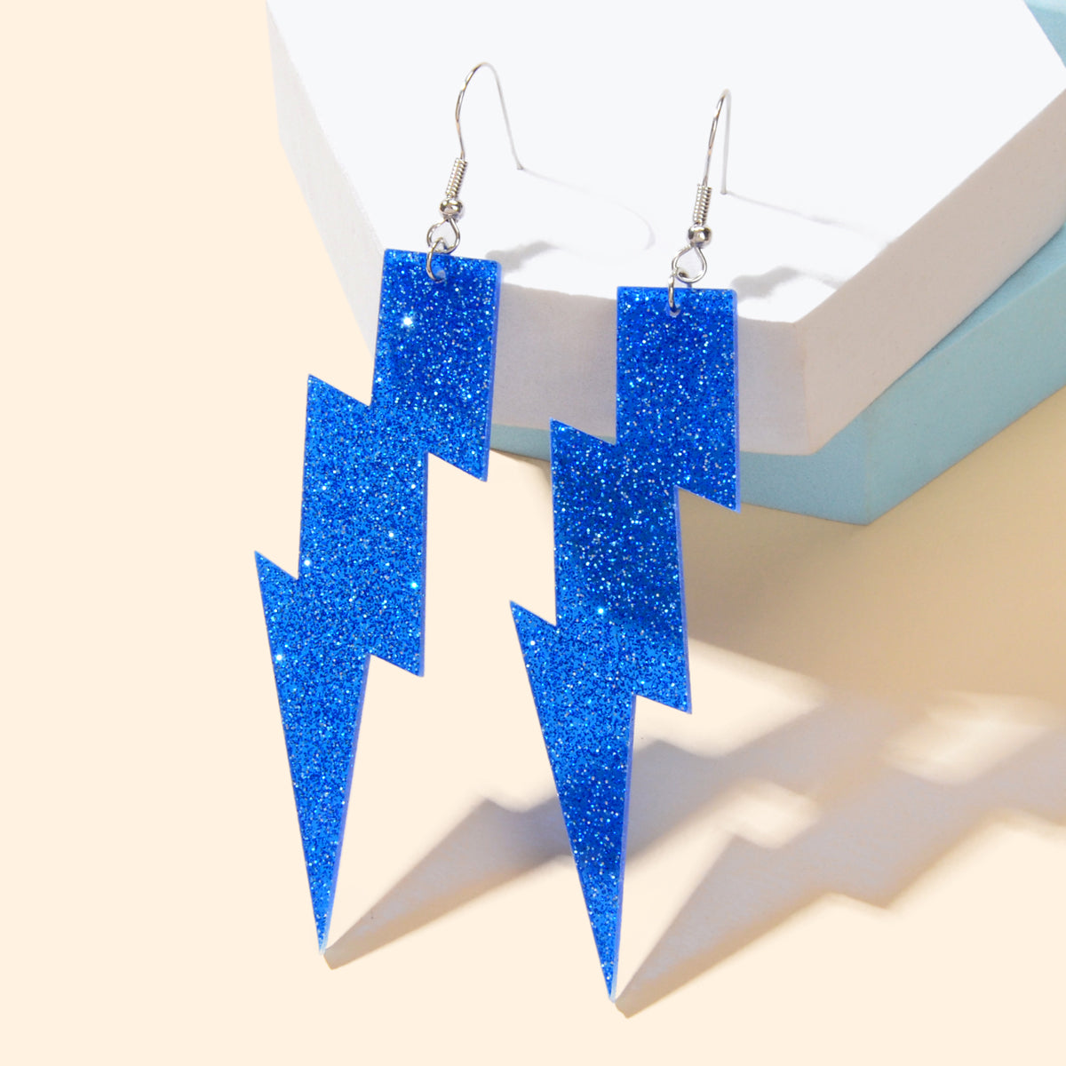 Sparkling Retro Party Acrylic Exaggerated Women Lightning Bolt Dangle Earrings