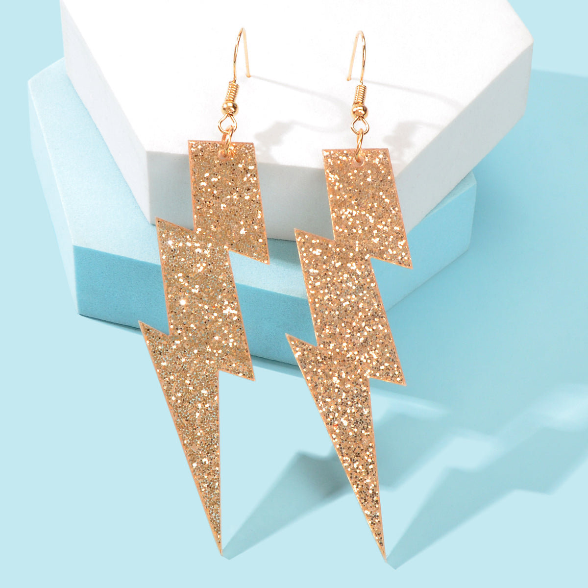 Sparkling Retro Party Acrylic Exaggerated Women Lightning Bolt Dangle Earrings