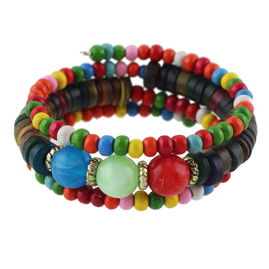 Ethnic Jewelry Handmade Colorful Bead Multi-layer Chain Bohemian Bangle Bracelet