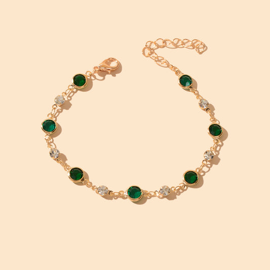 Green Transparent Rhinestone Bracelet Girls Party Jewelry Luxurious Accessories