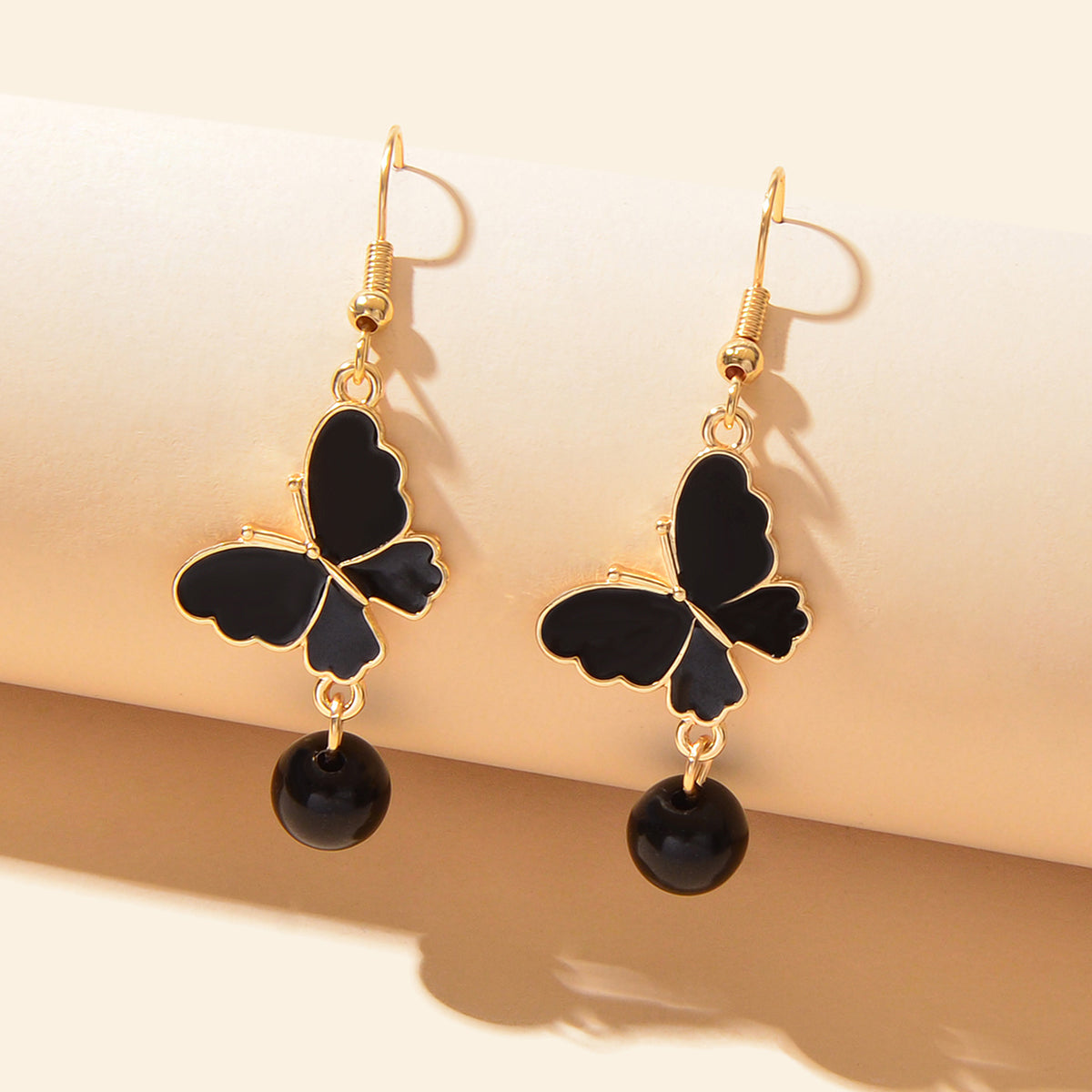 AU Stock Dark Blue Pearl Beads Butterfly Dangle Drop Earrings Bling Jewellery