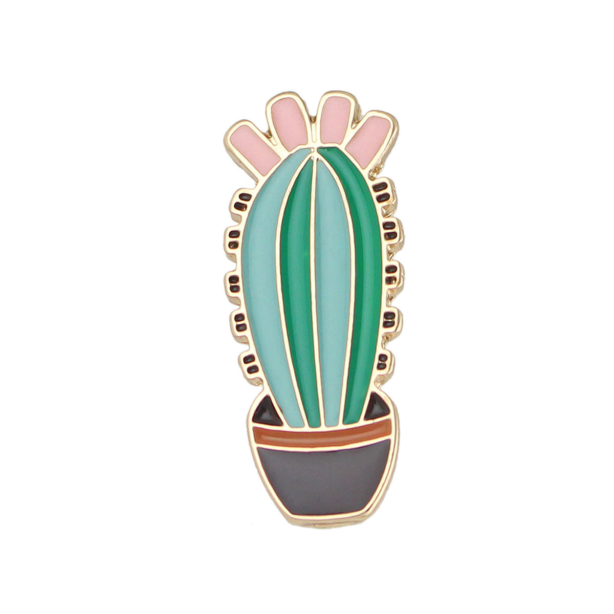 Cute Cartoon Cactus Enamel Lapel Pins Potted Plant Brooches Novelty Badges Gift