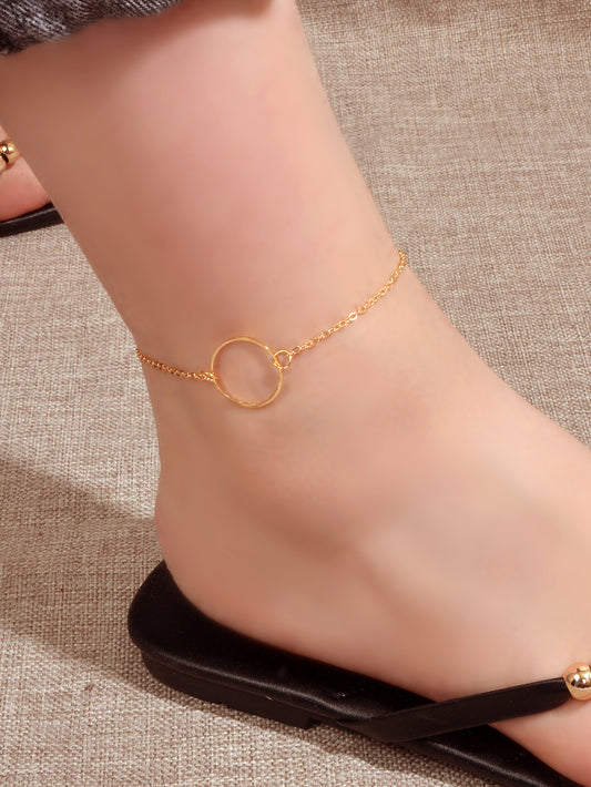 1 pc Foot Beach Jewellery Minimalist Gold Chain Circle Charm Boho Chic Anklet