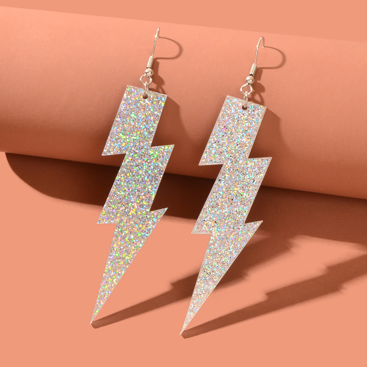 Sparkling Retro Party Acrylic Exaggerated Women Lightning Bolt Dangle Earrings