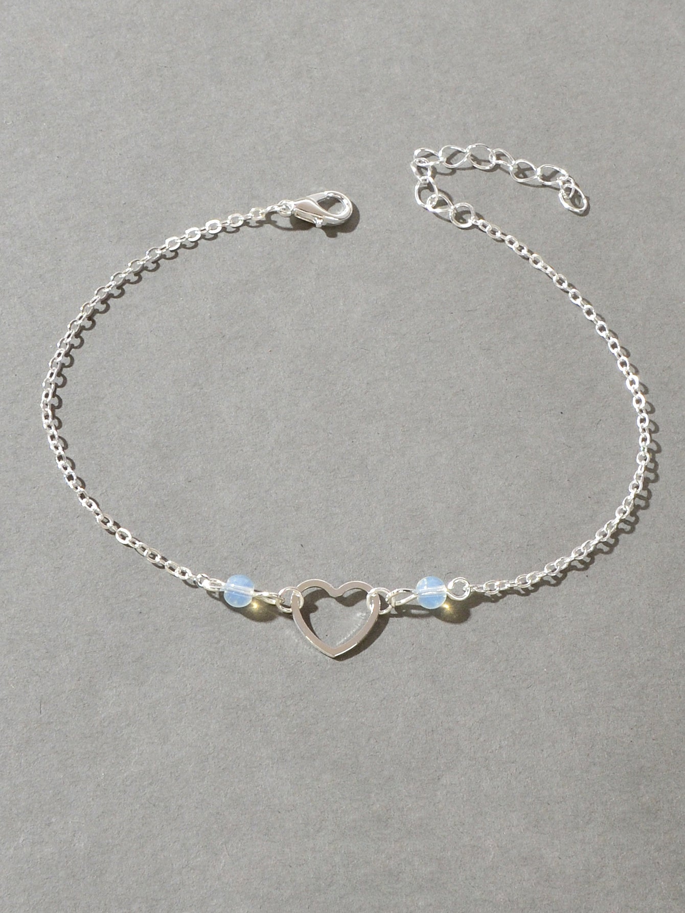 Dainty Foot Jewellery Girl Silver Chain Heart Charm Summer Barefoot Beach Anklet