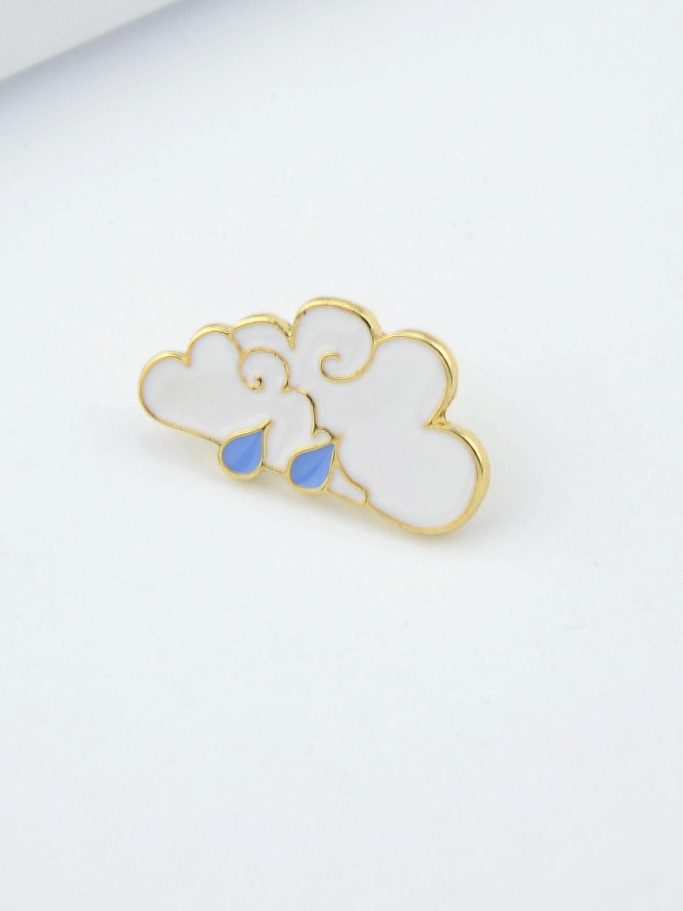 White Cloud Blue Raindrop Enamel Lapel Pin Brooch Backpack Badge Jewellery Gift