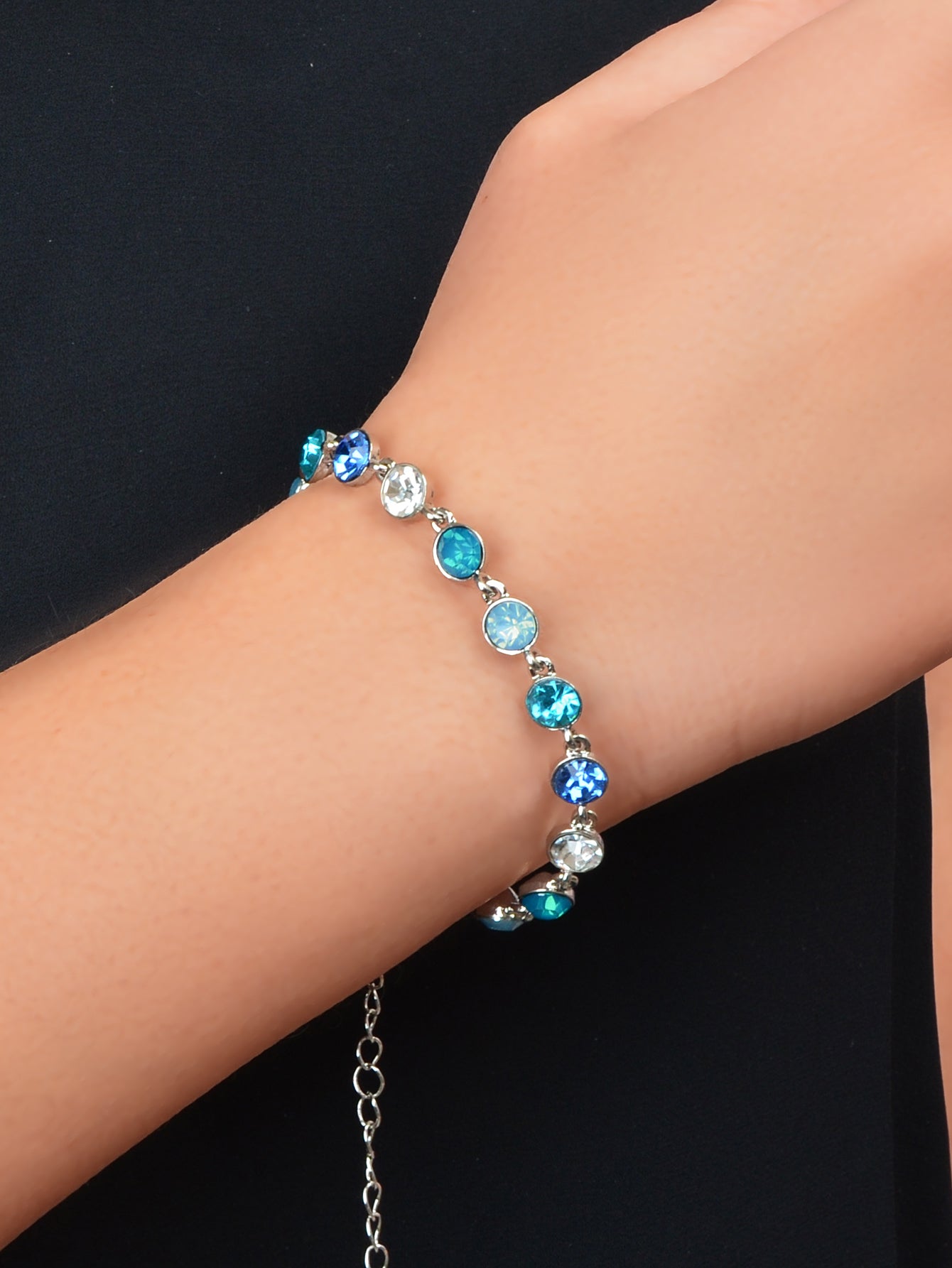 Luxury Blue Transparent Big Cubic Zirconia Bracelet Wedding Engagement Jewellery