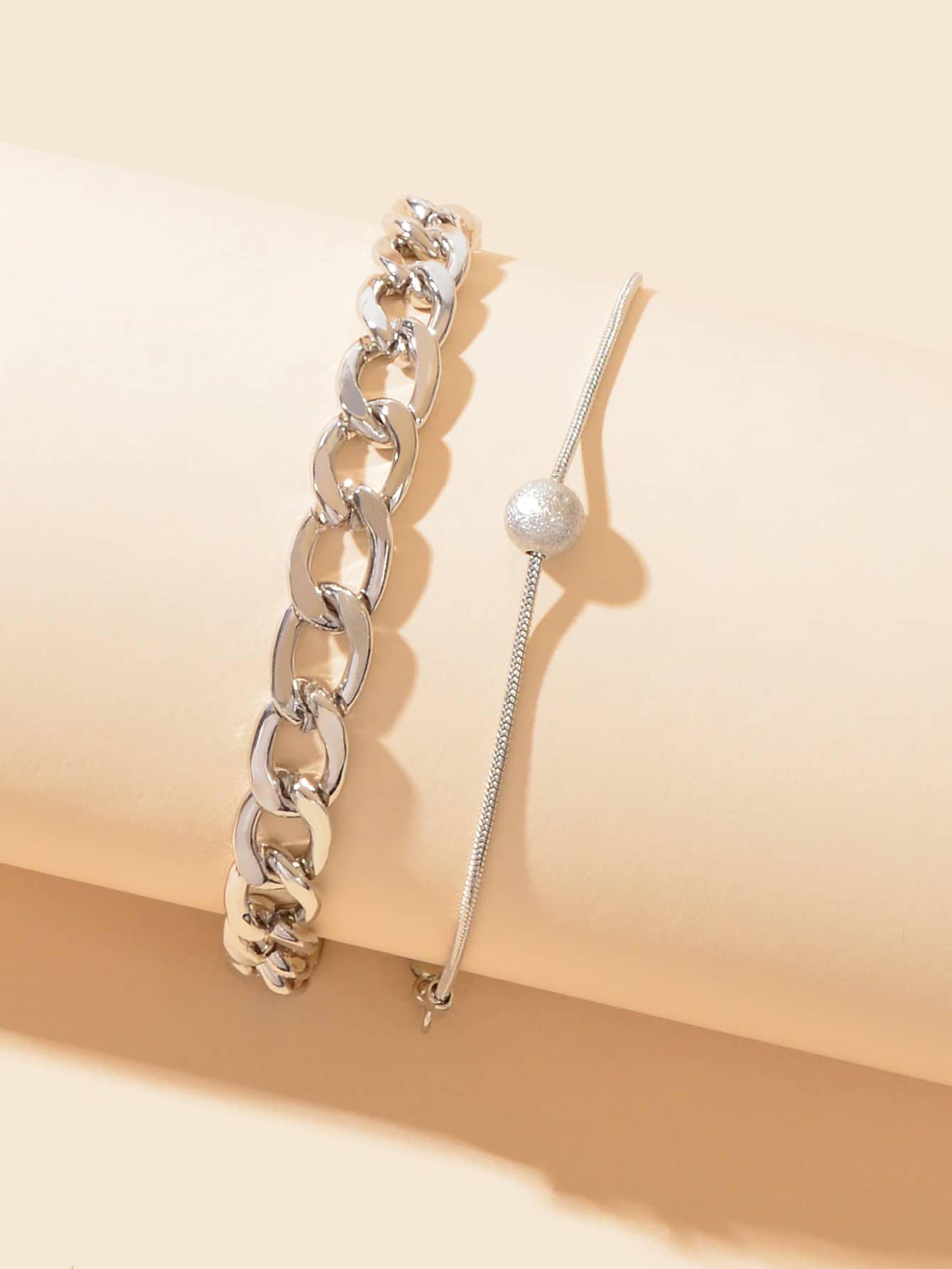 Silver Double-Layer Chunky Chain Anklet - Stylish Statement for Your Ankles