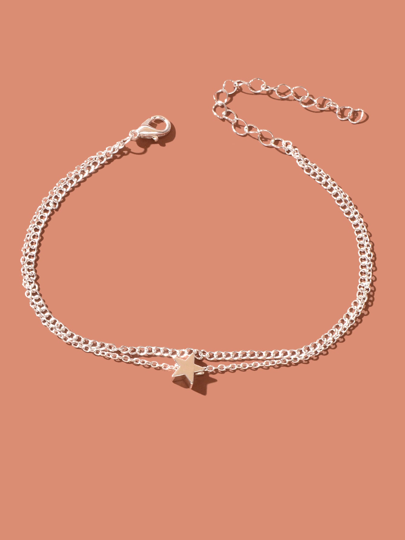 Minimalist Double layered Gold Chain Star Charm Anklet Adjustable Foot Jewellery