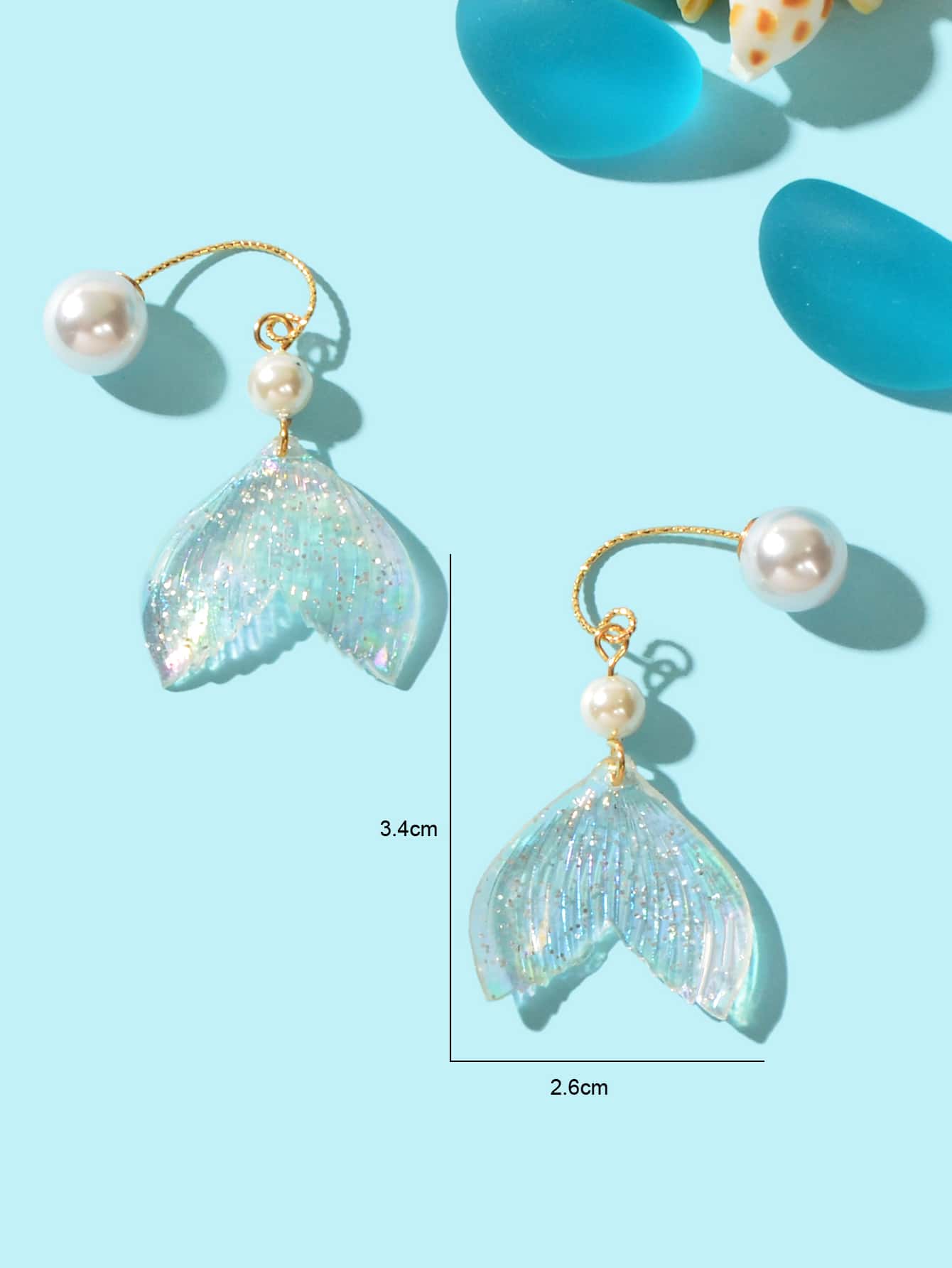 New Statement Pearl Decor Mermaid Tail Drop Earrings Shiny Women Teens Jewellery