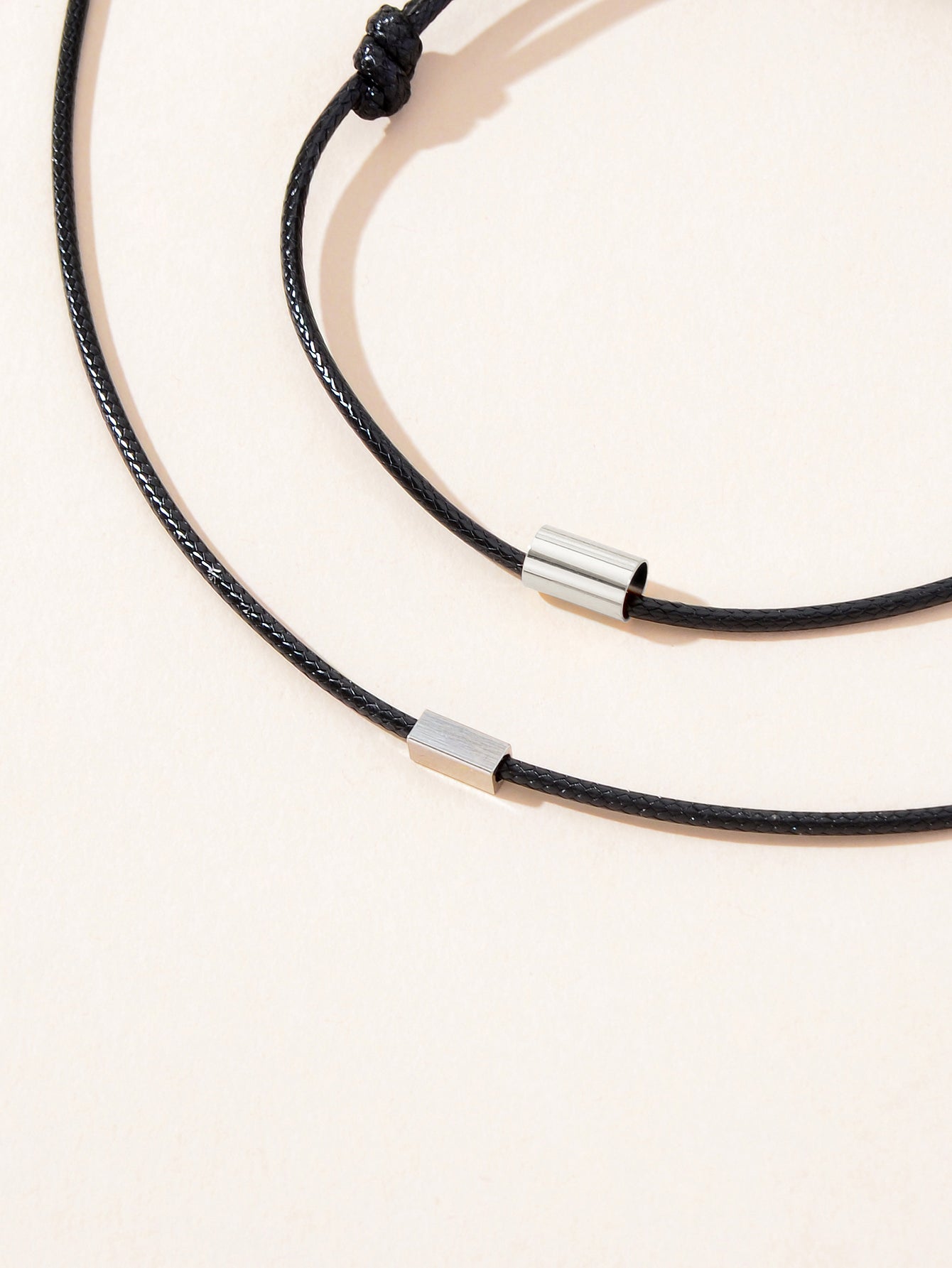 Minimalist Jewellery Metal Decor Black Rope Choker Necklace Adjustable Bracelet