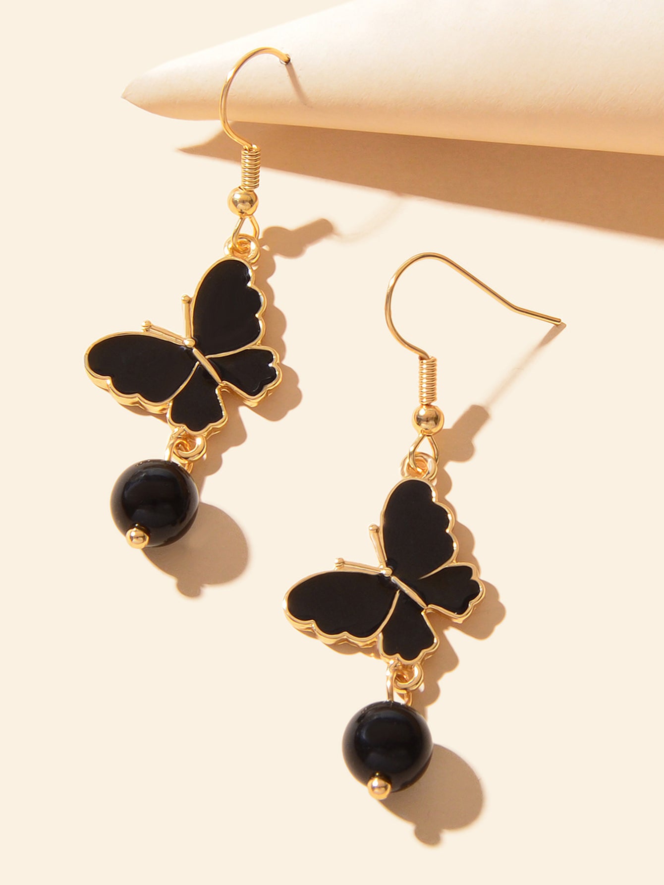 AU Stock Dark Blue Pearl Beads Butterfly Dangle Drop Earrings Bling Jewellery