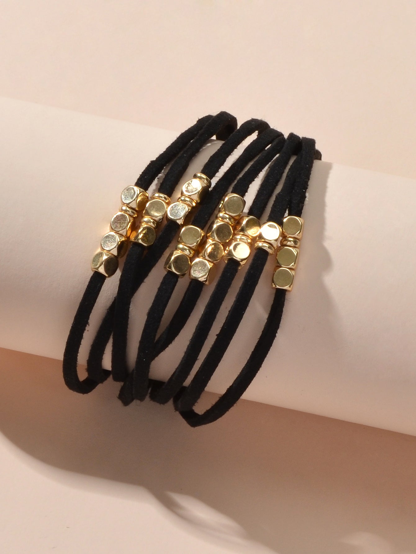 Female Jewellery Metal Beads Multi-layer Black Suede Chain Wrap Women Bracelets