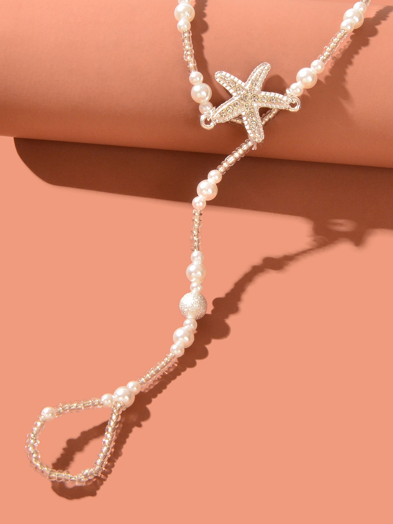 Pearl Barefoot Sandals Sea Star Anklet with Toe Ring Bracelet Beach Foot Jewelry