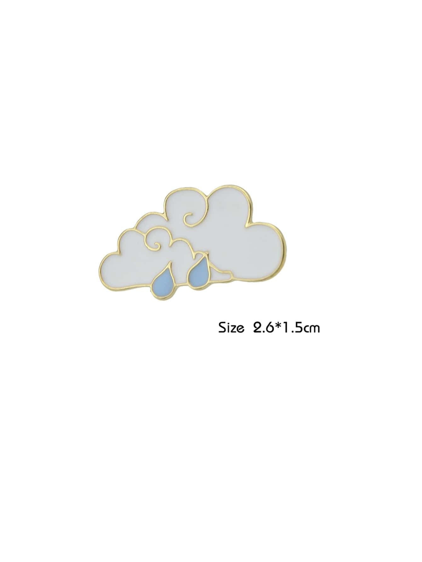 White Cloud Blue Raindrop Enamel Lapel Pin Brooch Backpack Badge Jewellery Gift