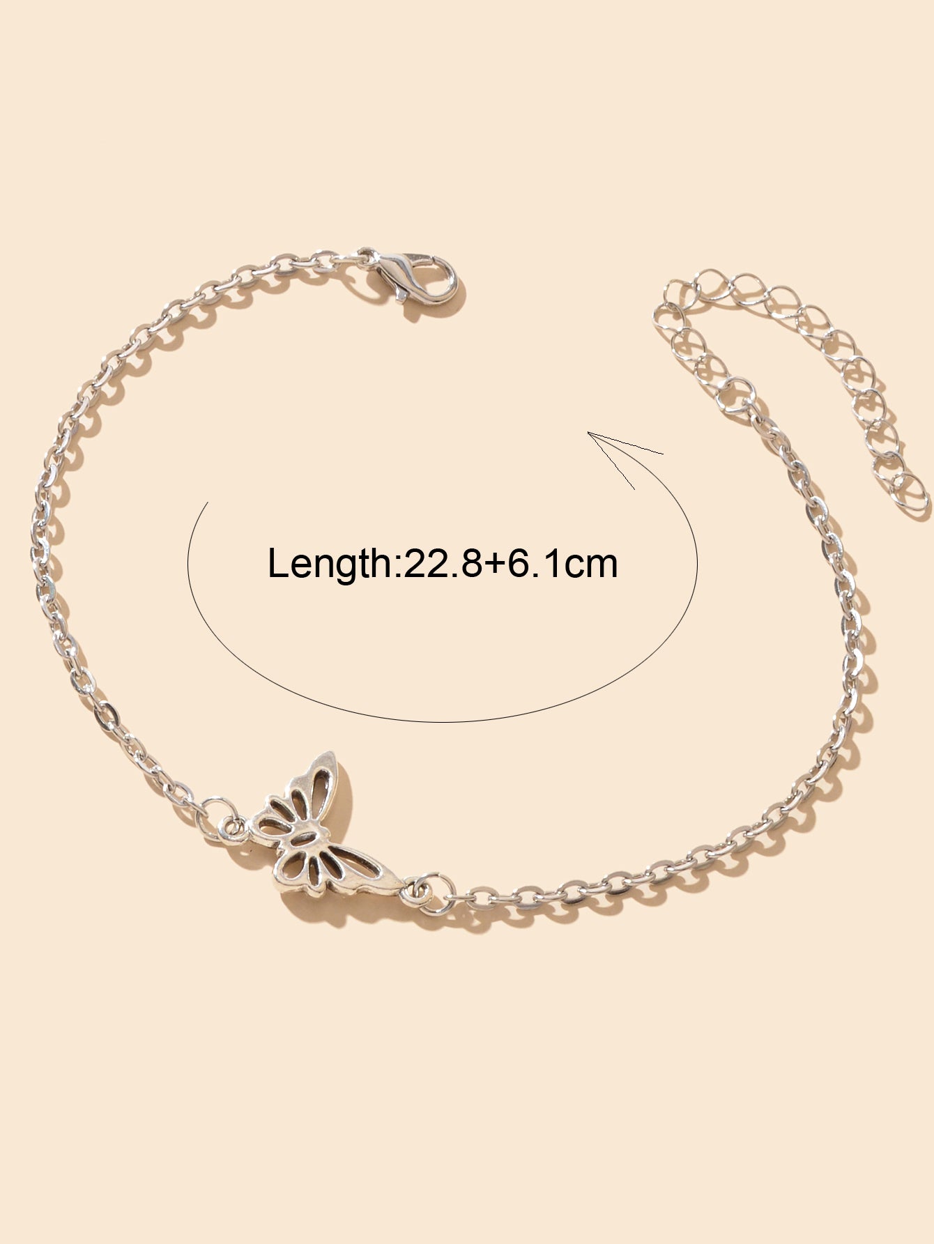 Silver Colour Chain Butterfly Charm Beach Dainty Anklet Boho Chic Foot Jewellery