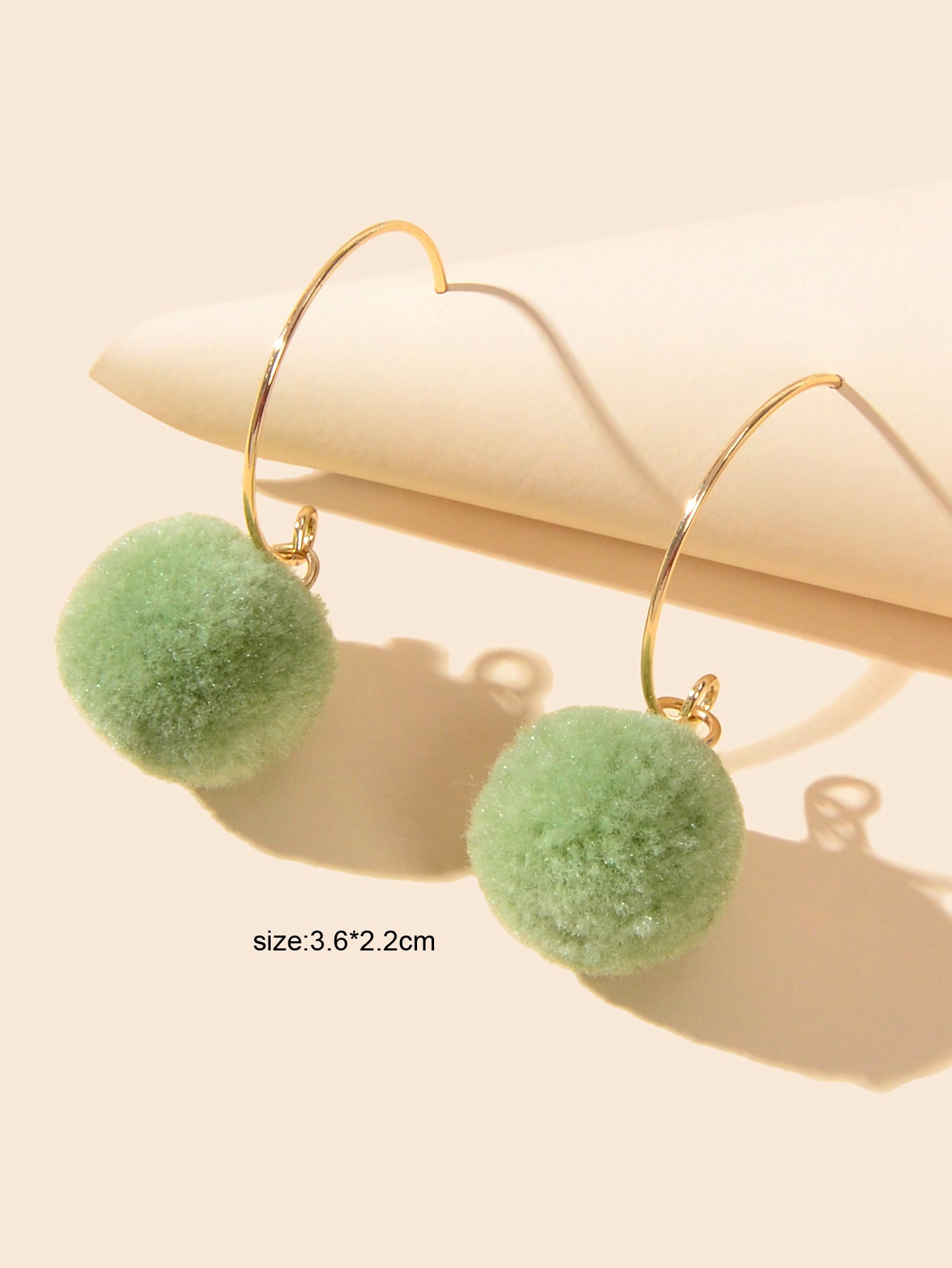 Trendy Accessories Women Dainty Gifts Khaki Green Ball Dangle Gold Hoop Earrings