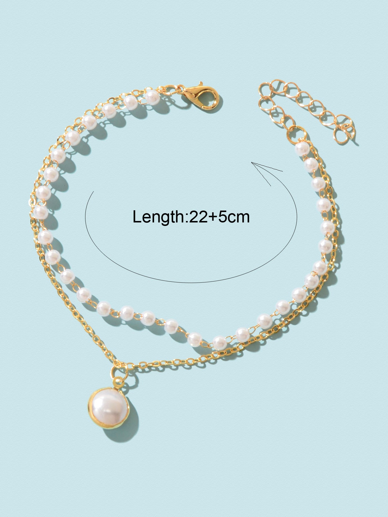 Double layer Gold Silver Chain Pearl Decor Anklet Foot Jewelry Beach Accessories