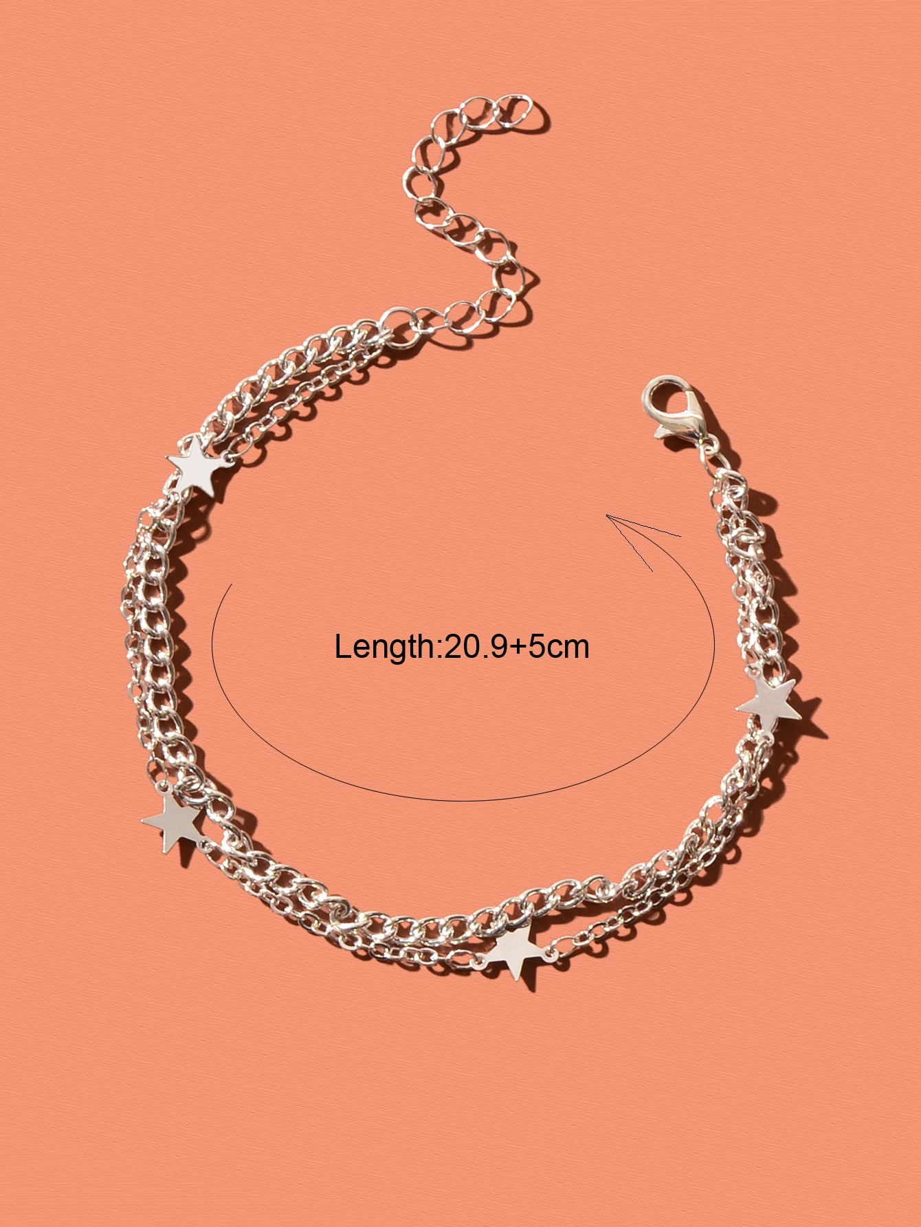 Fashion Silver Star Charm Layered Chain Anklet for Women Beach Foot Jewellery