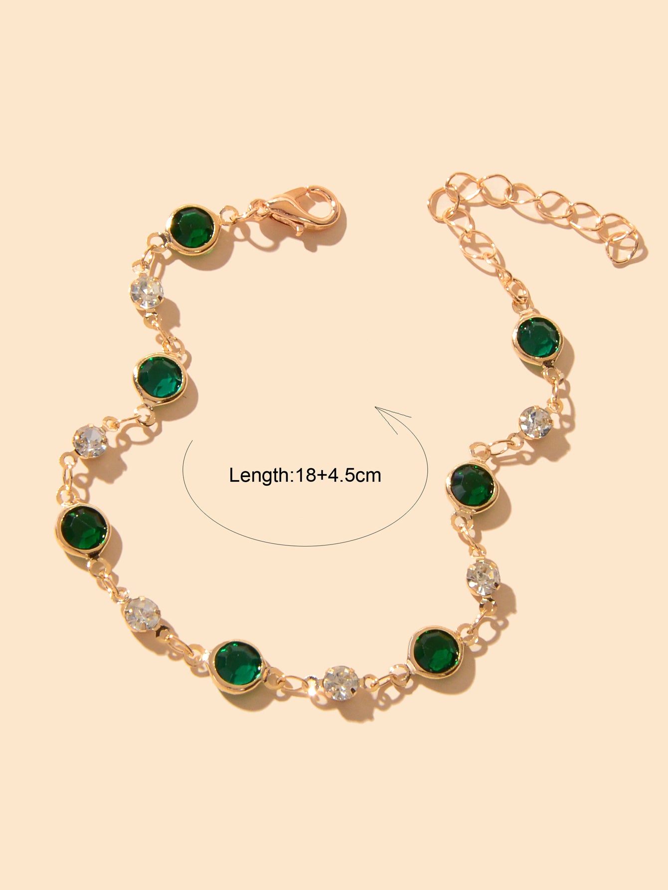 Green Transparent Rhinestone Bracelet Girls Party Jewelry Luxurious Accessories