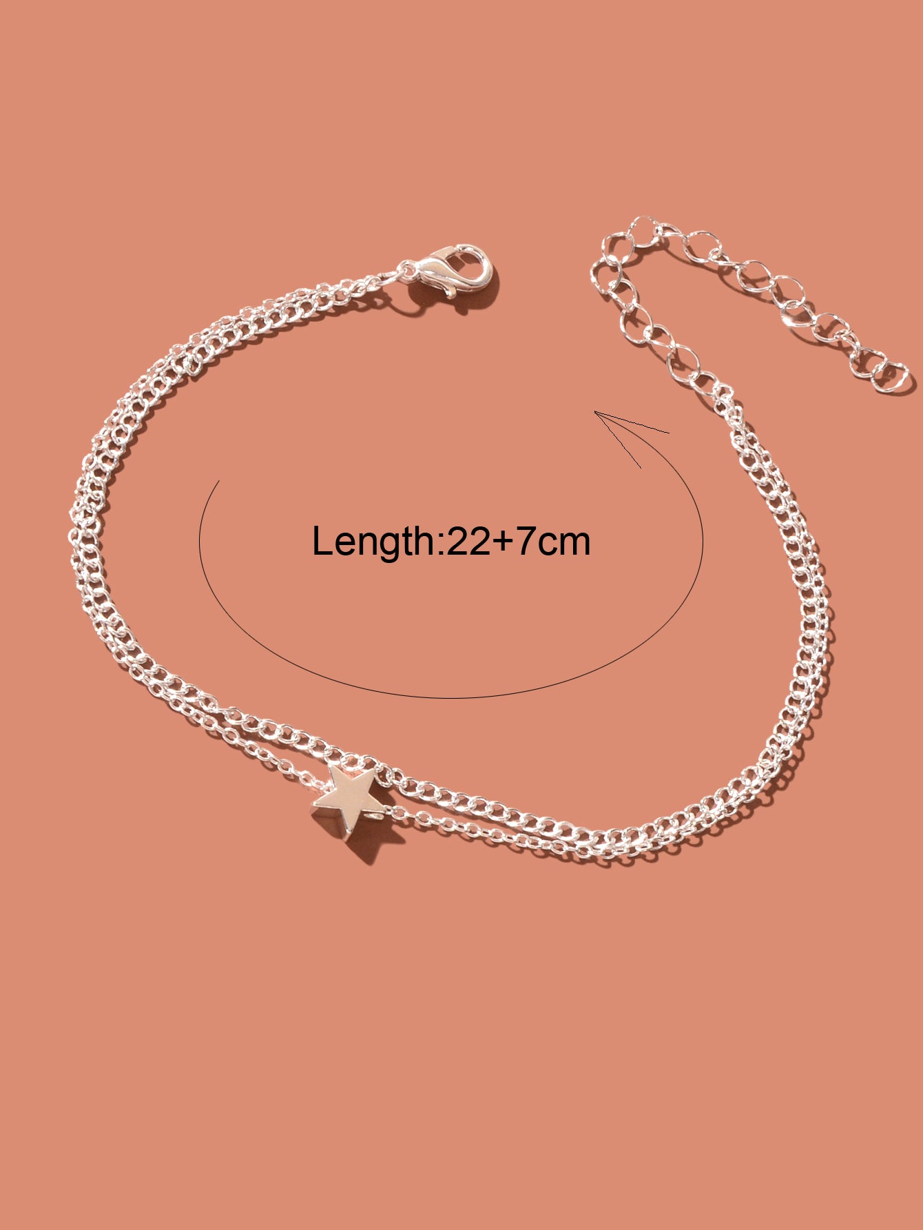 Minimalist Double layered Gold Chain Star Charm Anklet Adjustable Foot Jewellery