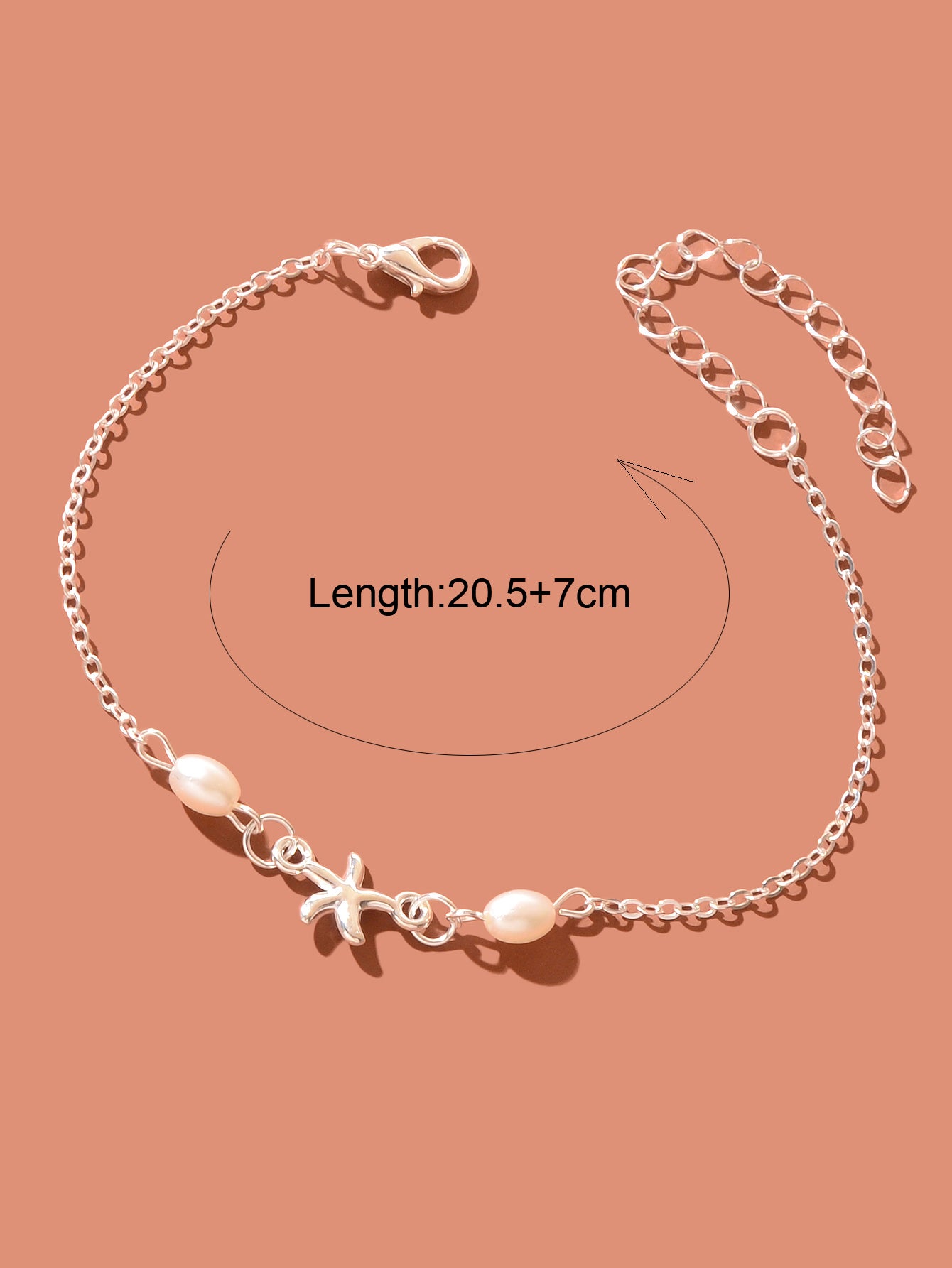 Silver Chain Pearl Beaded Starfish Charm Adjustable Anklet Women Jewellery Gifts