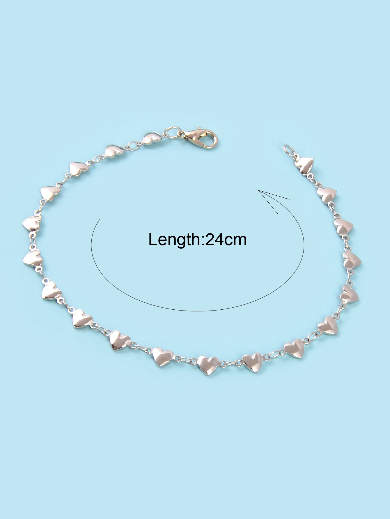 Adjuatable Silver Heart to Heart Anklet Bracelet Women Boho Foot Beach Jewellery