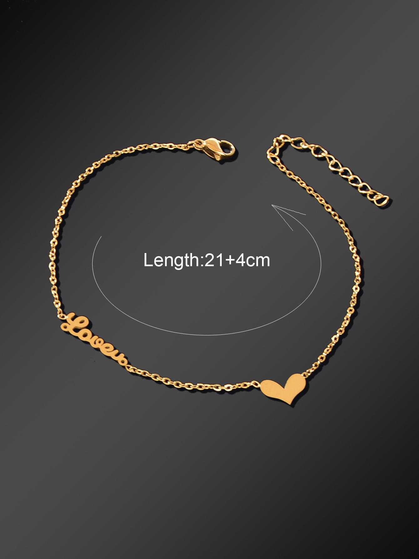 Minimalist Beach Foot Jewelry Gold Chain Heart Charm Love Letter Anklet Bracelet