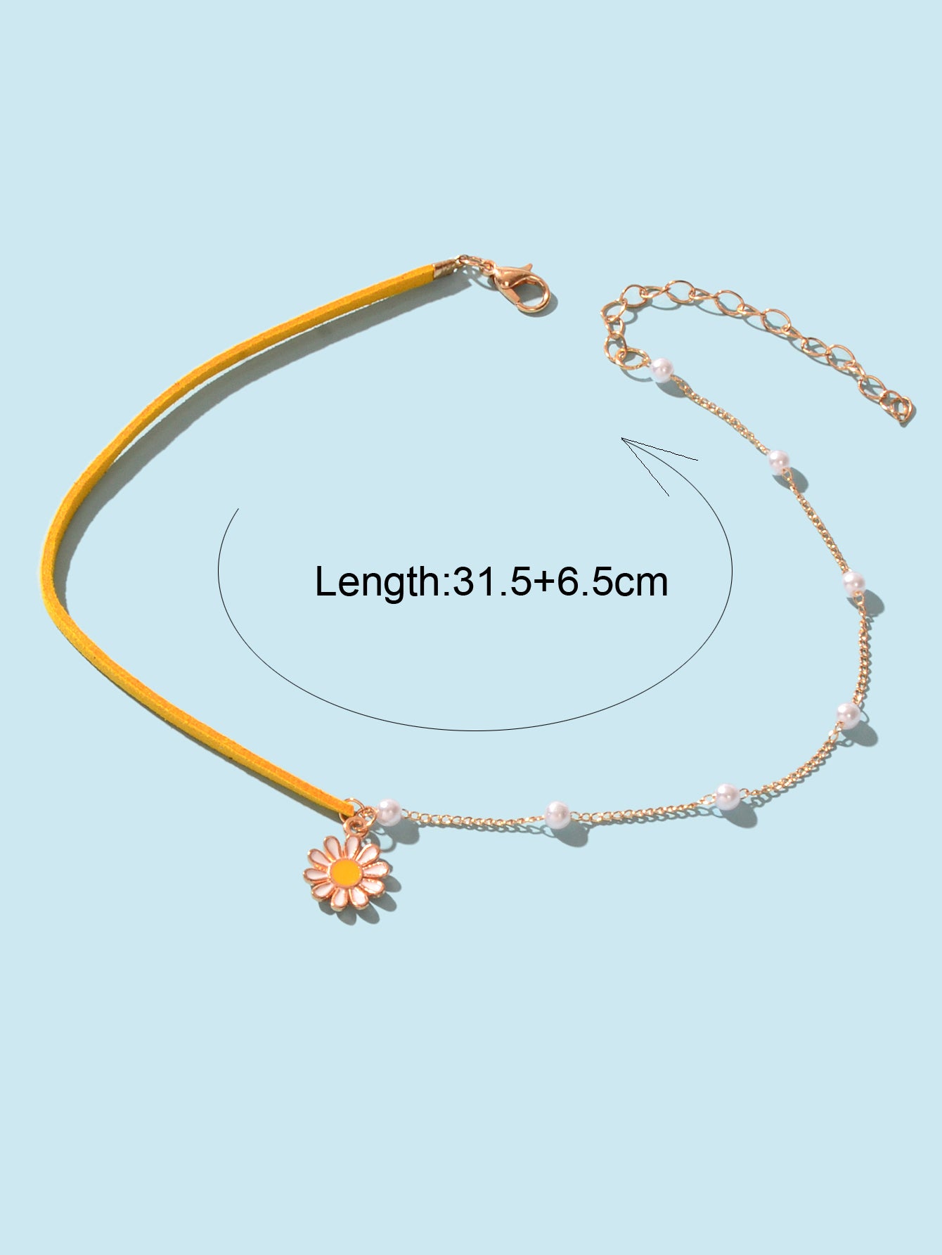 Boho Yellow Pearl Decoration Multiple Chain Exquisite Flower Pendant Necklace