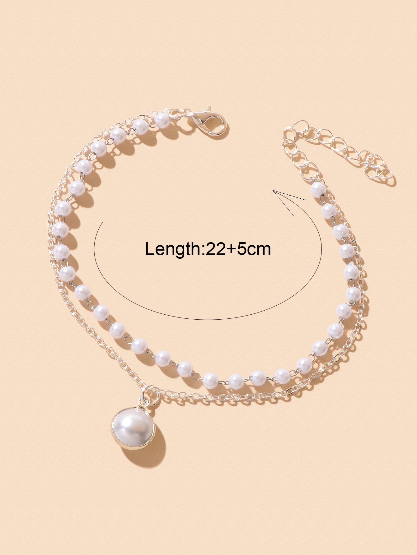 Double layer Gold Silver Chain Pearl Decor Anklet Foot Jewelry Beach Accessories