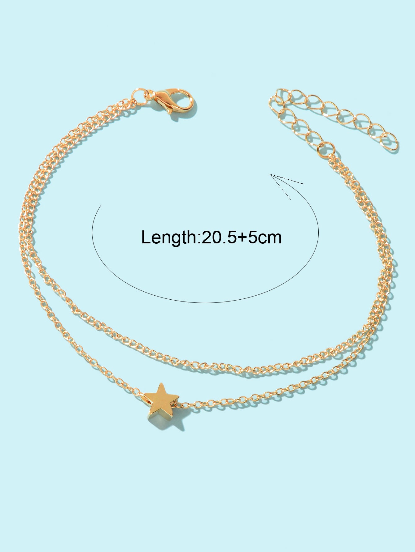 Minimalist Double layered Gold Chain Star Charm Anklet Adjustable Foot Jewellery