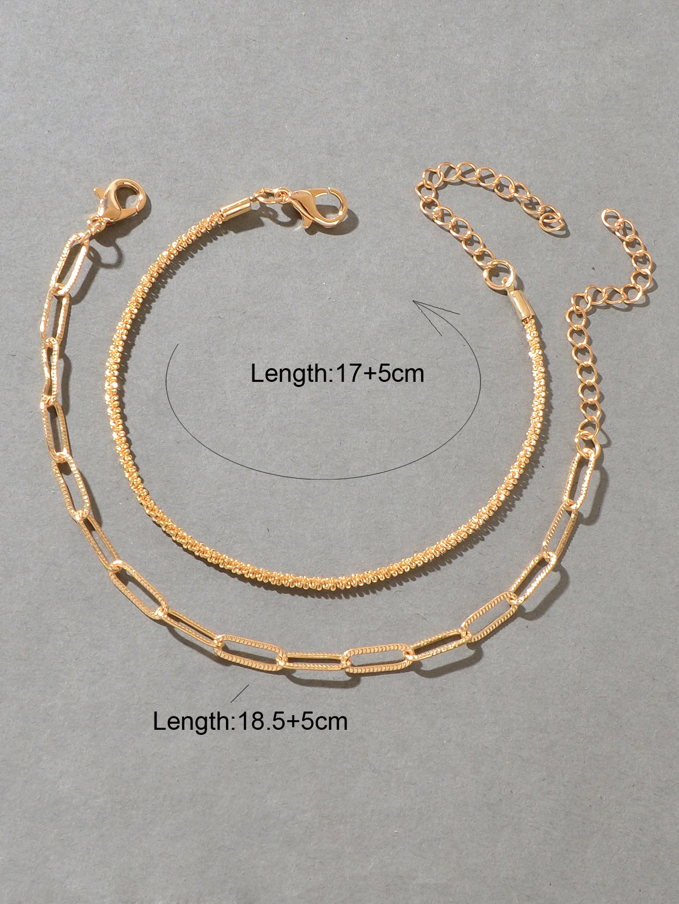 2 pcs Layered Initial Silver Link Chain Bracelets Women Girls Hand Accessories