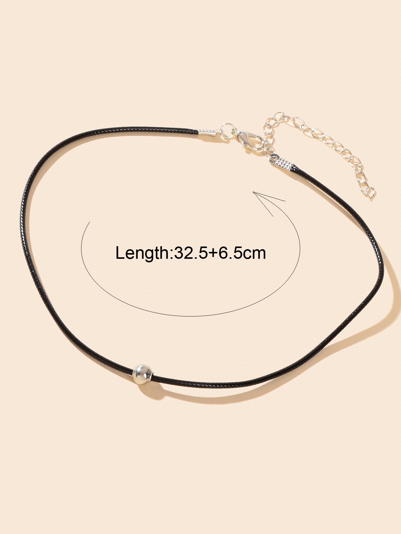 Silver Bead Decor Black Pu Leather Choker Women Collar Punk Rock Style Jewellery