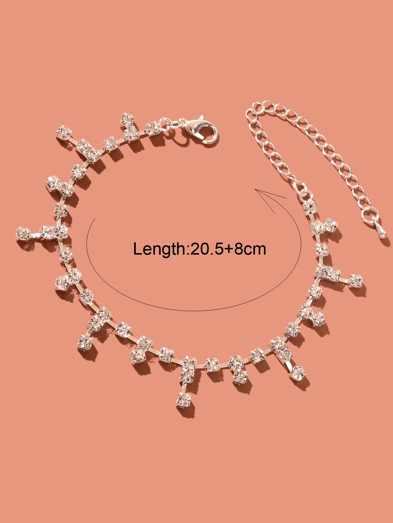 Luxurious Rhinestone Decor Silver Tassel Anklet Women Wedding Party Foot Jewelry