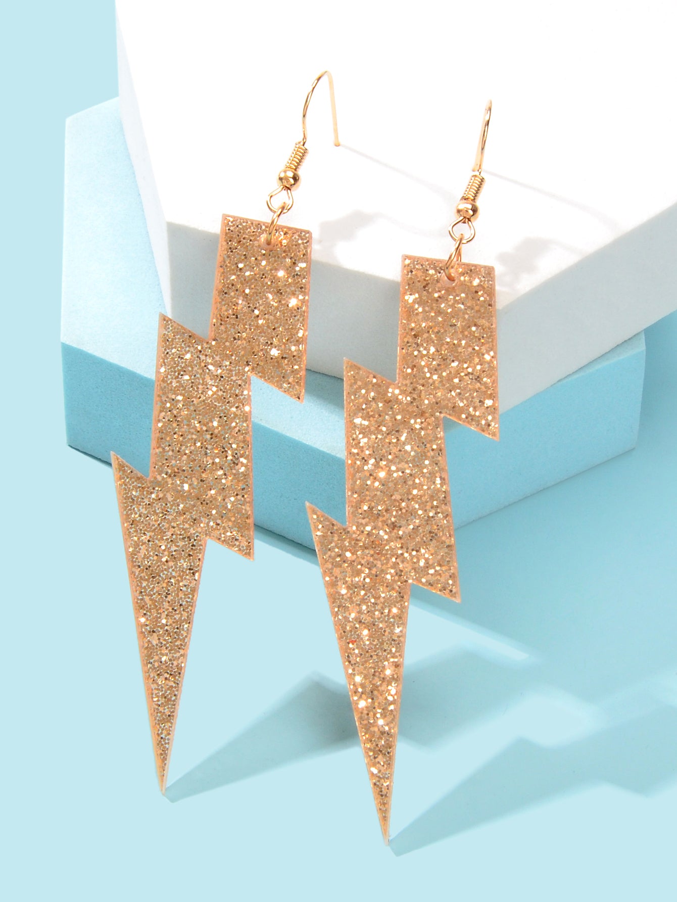 Sparkling Retro Party Acrylic Exaggerated Women Lightning Bolt Dangle Earrings