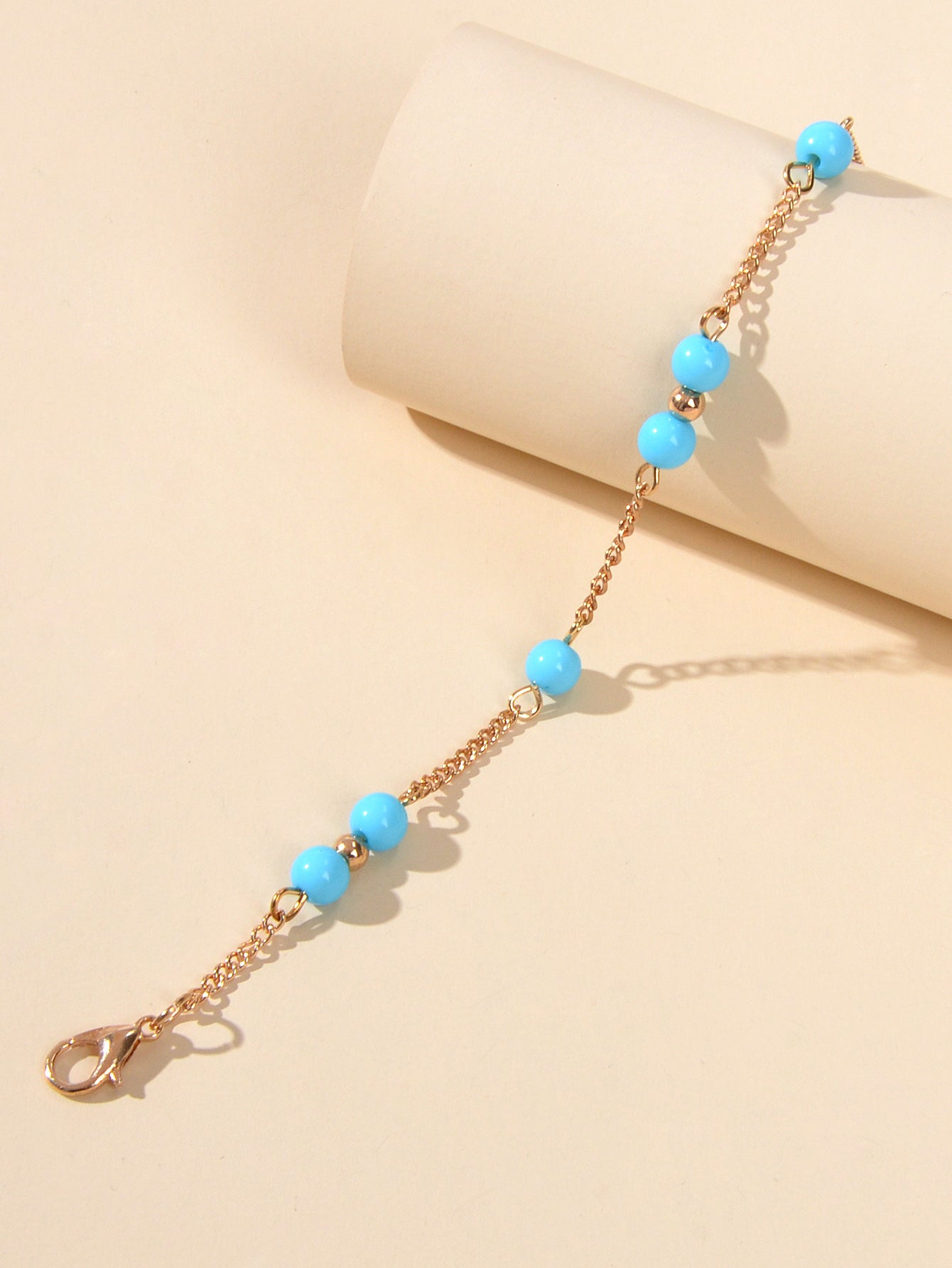 1pc Chain Blue Beads Anklet Boho Chic Barefoot Sandal Ankle Foot Beach Jewellery