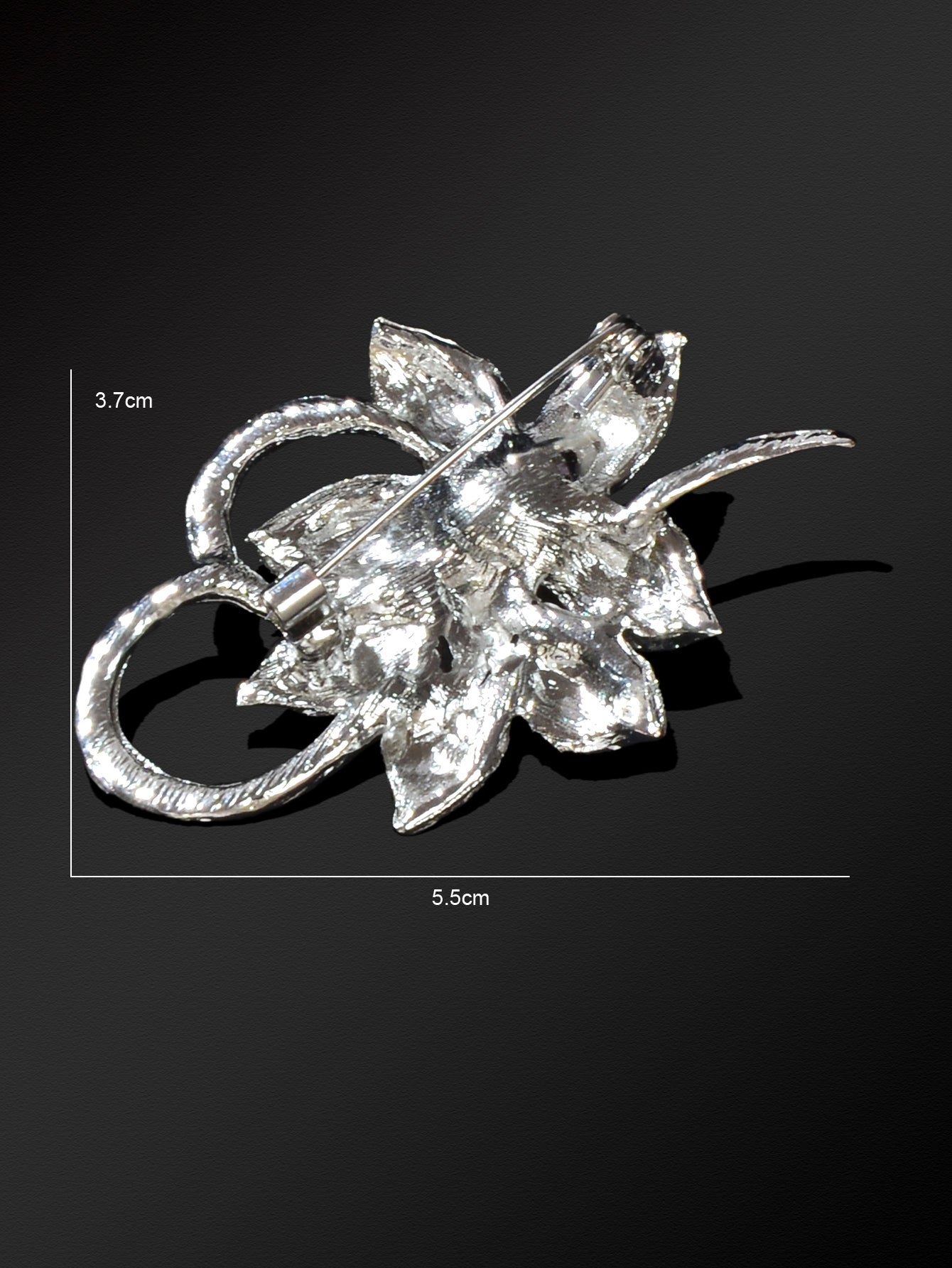 Luxurious Women Rhinestone Pearl Decor Silver Flower Bouquet Brooch Shawl Pin