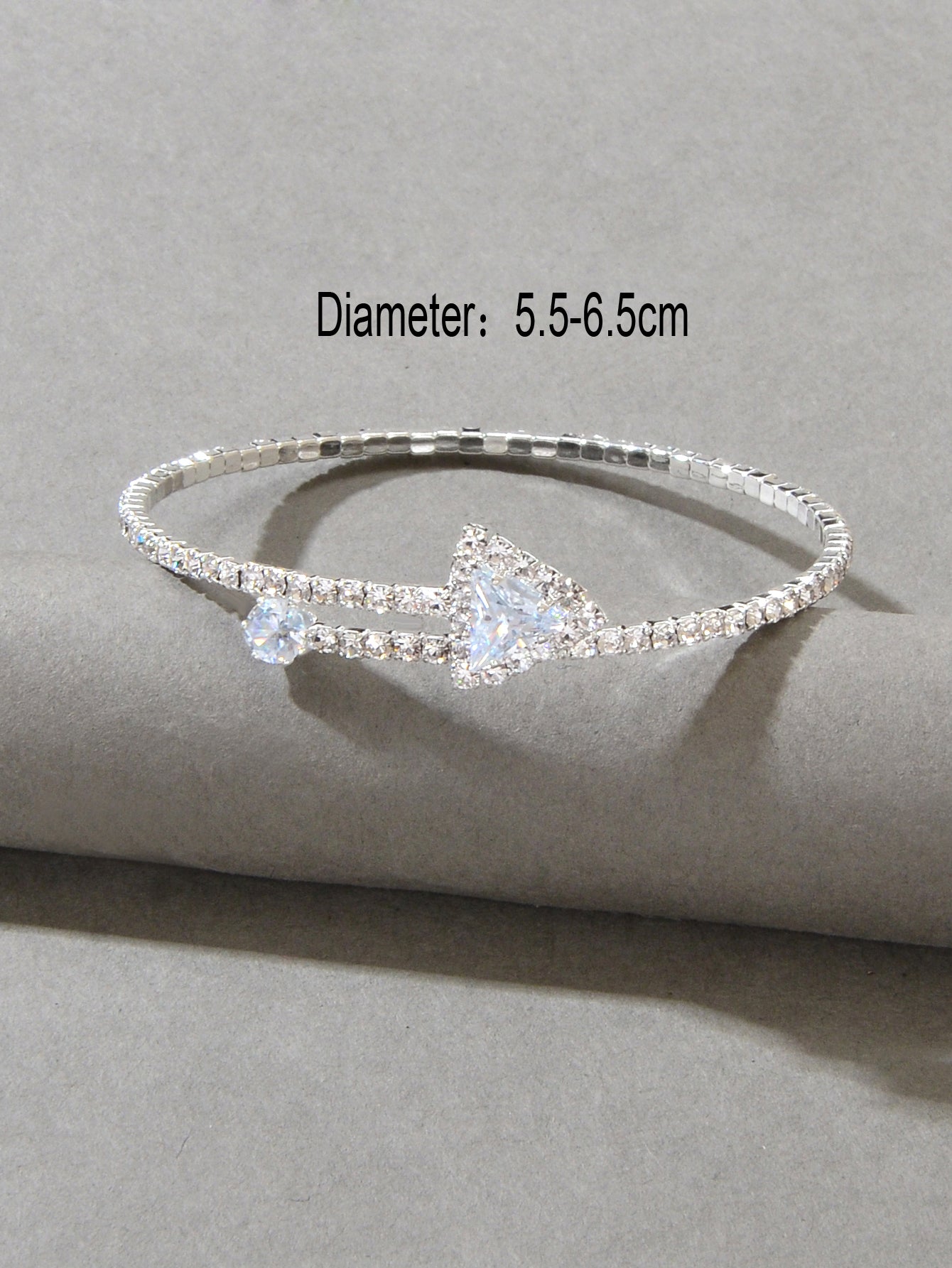 Sparkly Anniversary Gift Rhinestone Silver Arrow Bangle Wedding Bridal Bracelet