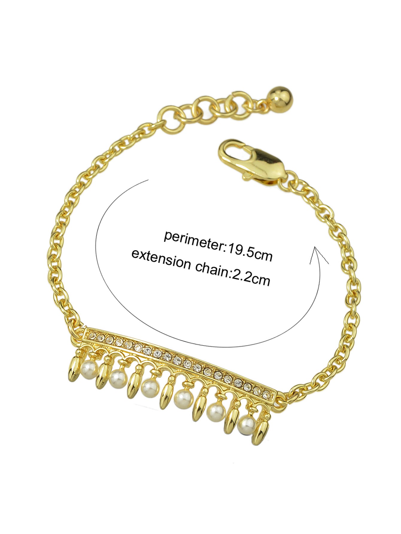 Textured Accessories Pearl Rhinestone Gold Charm Friendship Classic Bracelet