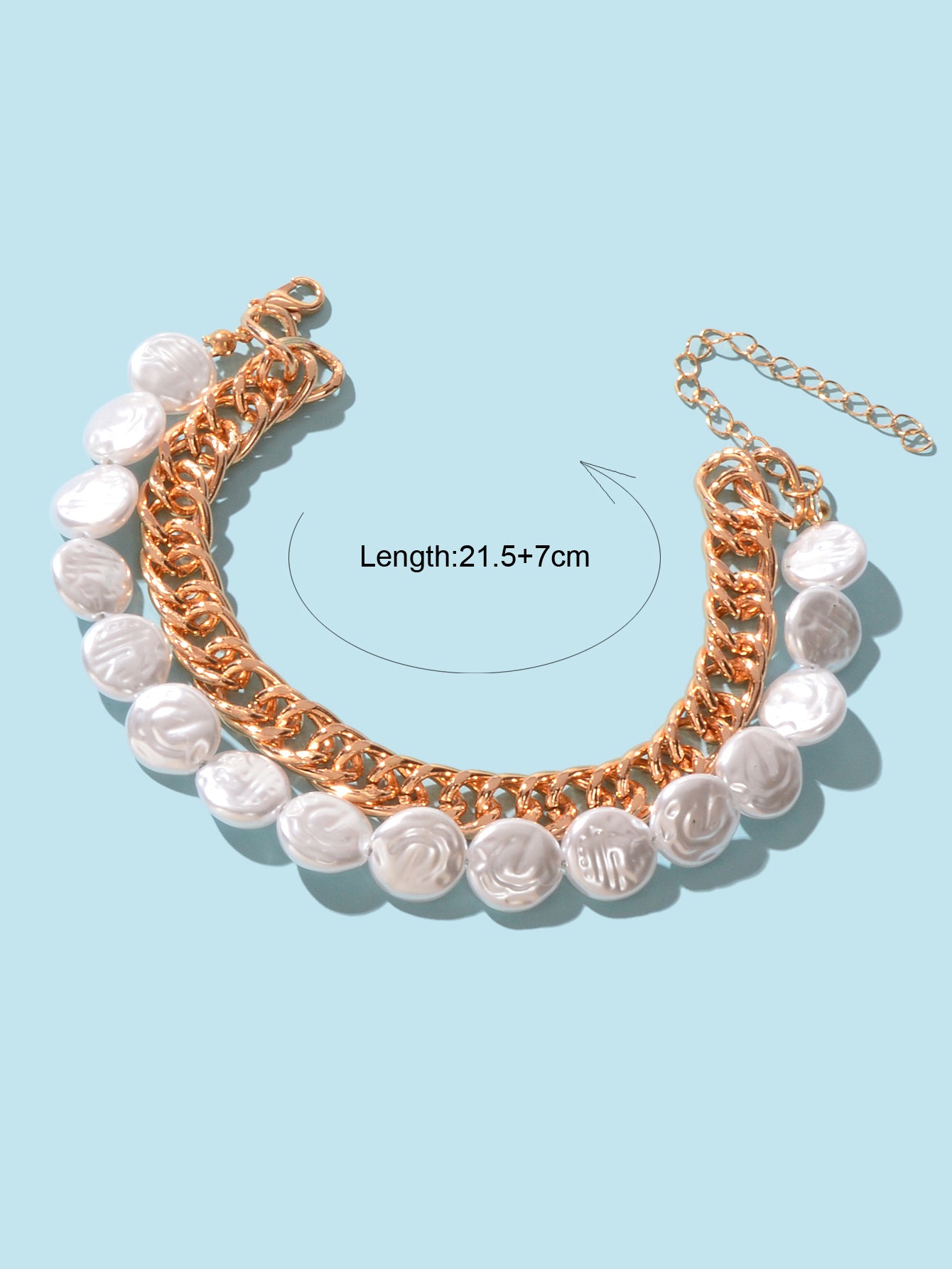 Round Imitation Pearl Crude Gold Chain Layer Barefoot Beach Anklet Foot Jewelry