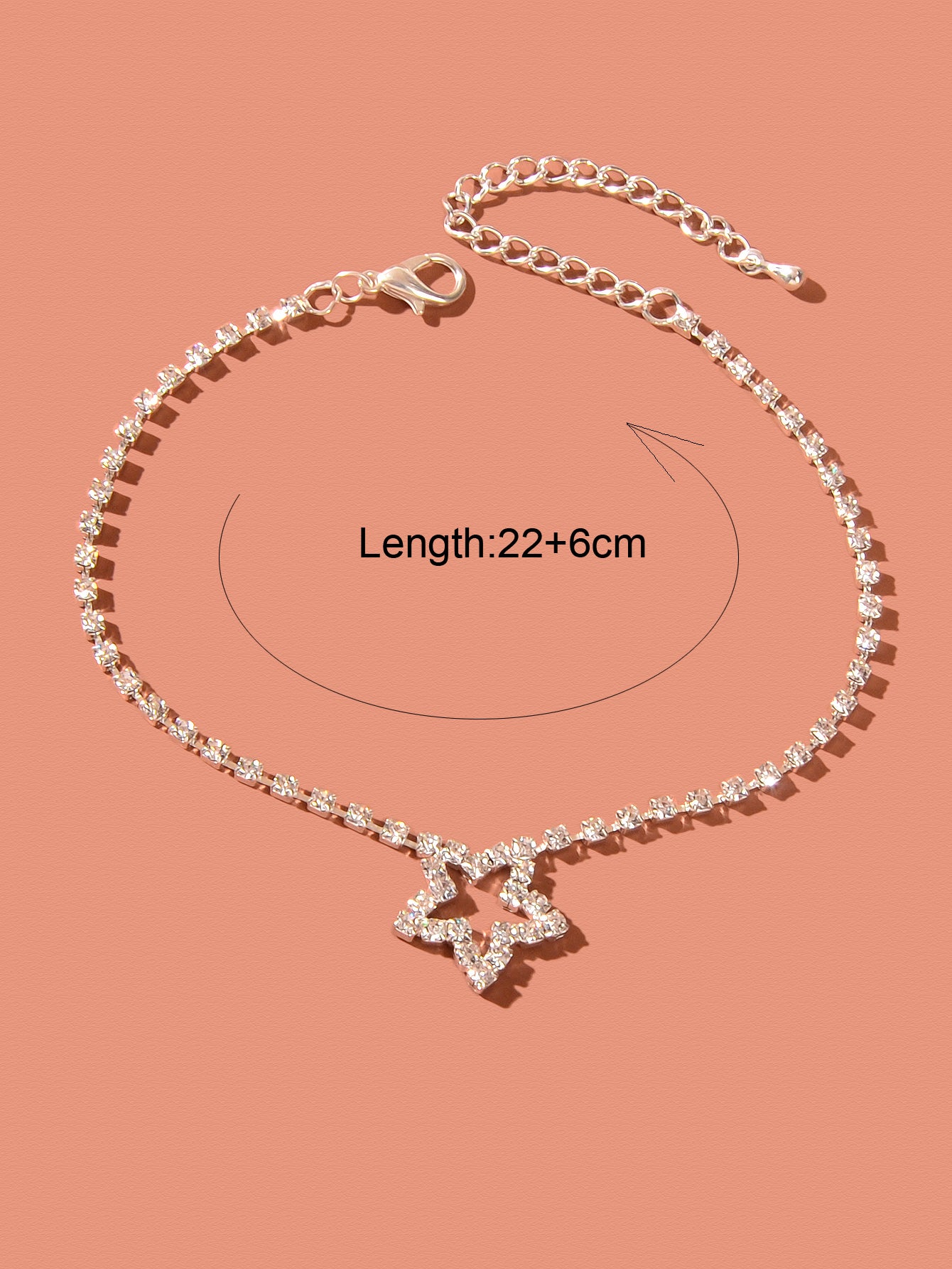 Luxurious Rhinestone Decor Star Charm Silver Anklet Wedding Party Foot Jewellery