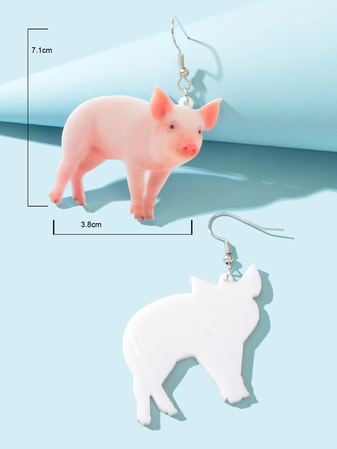 Funny Pet Jewellery Animal Lightweight Pink Acrylic Lifelike Pig Dangle Earrings